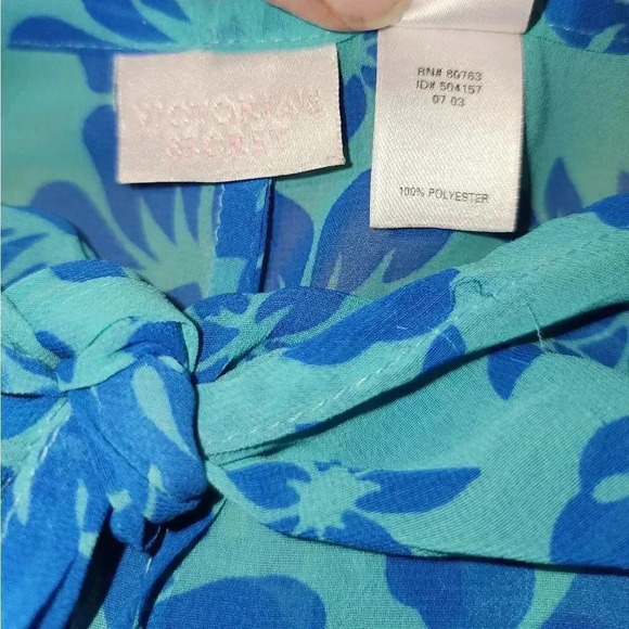 Vintage VS Victoria's Secret Tropical Tie Waist Mesh Swim Cover-up Pants S M - Picture 4 of 6
